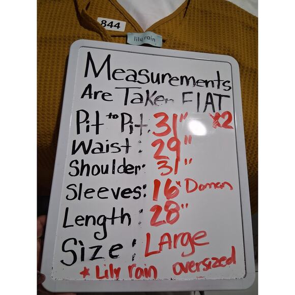 Lily Rain Waffle Knit Women's size Large Oversized V-Neck Grungecore Hi-Low Top - Picture 8 of 10